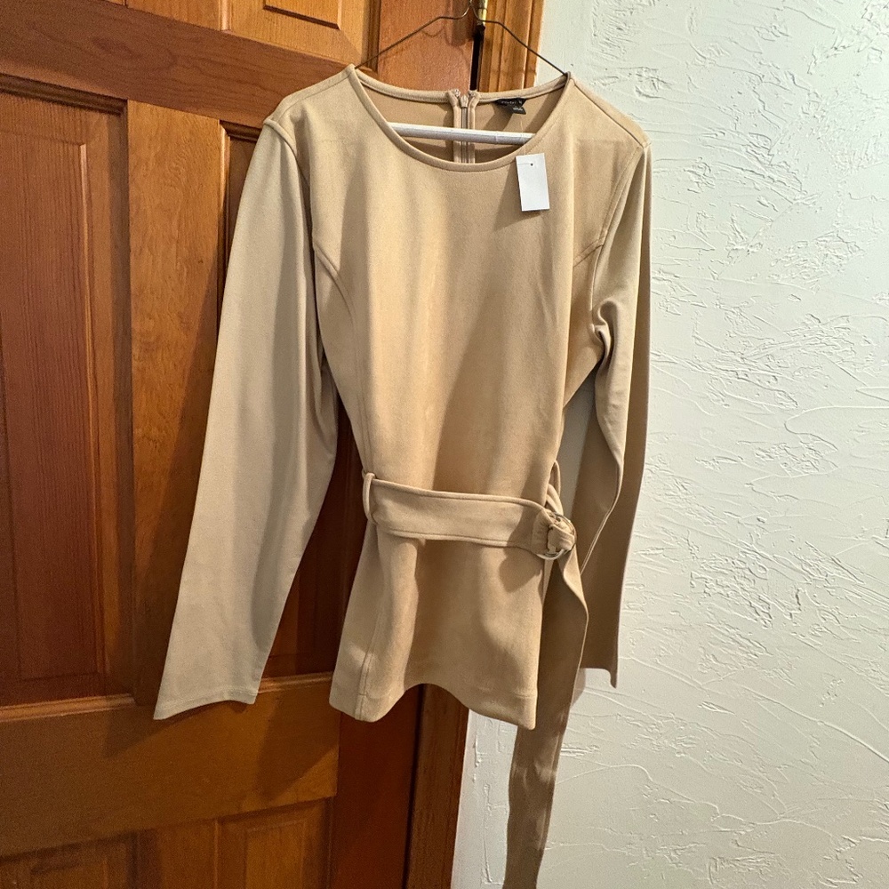 Ann Taylor Belted Suede Top (Large)